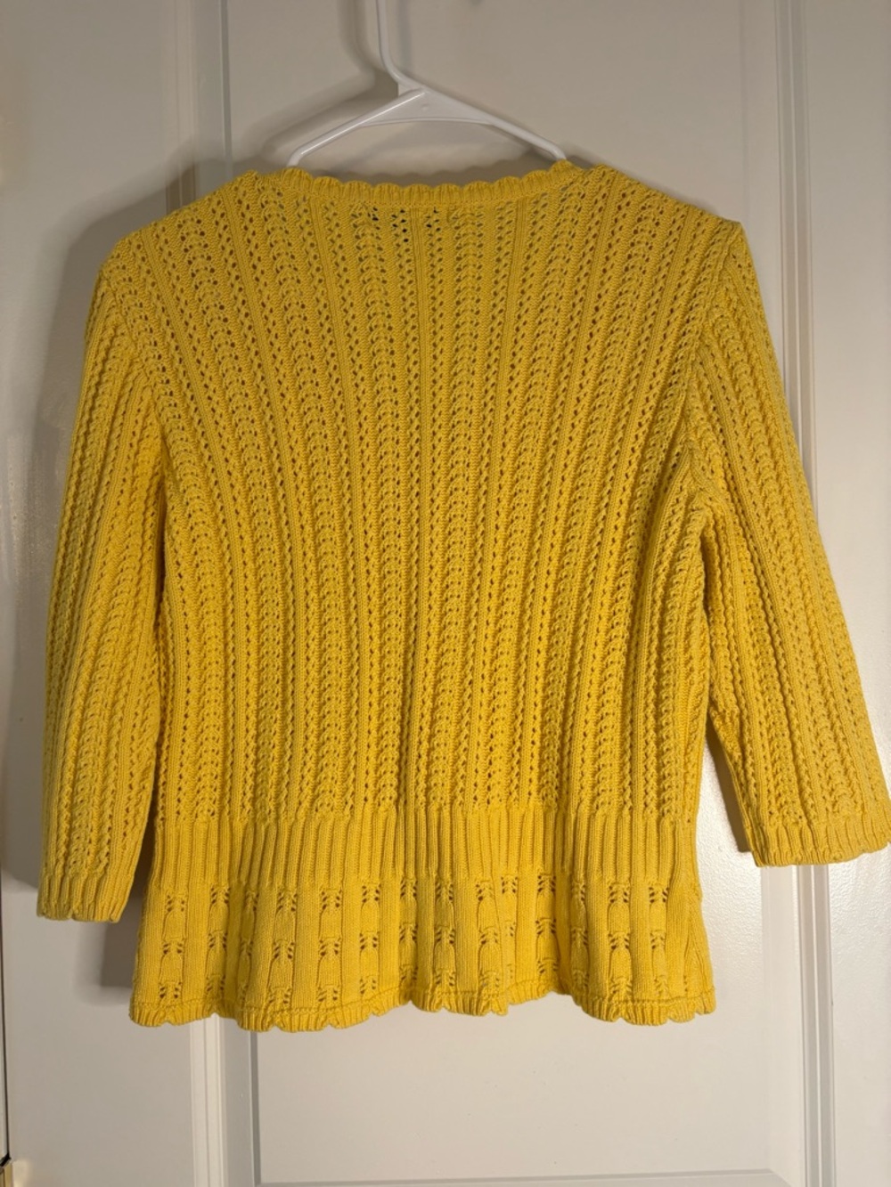 NOTATIONS Bright Yellow Pointelle Button Cardigan - Picture 3 of 4